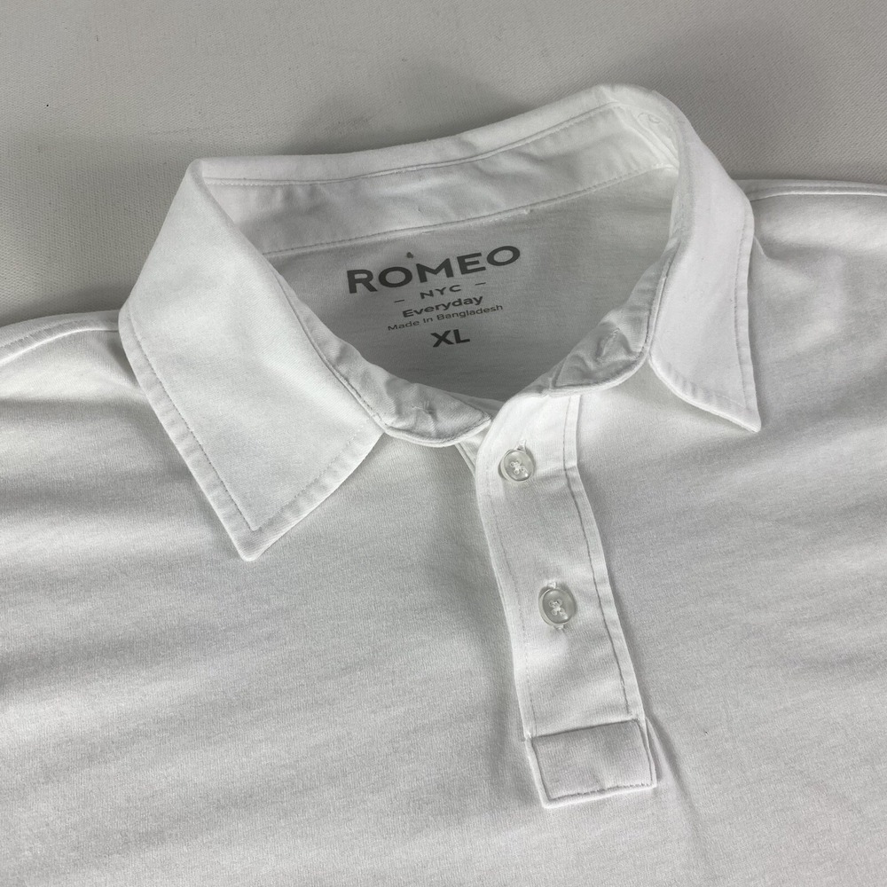 Romeo Nyc Everyday Polo Shirt Adult Xl White Performance Short Sleeve Men's
